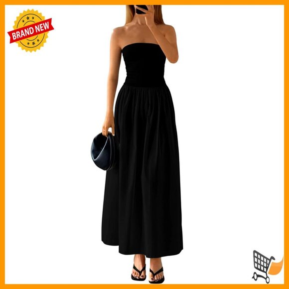 Dresses & Skirts - Strapless Maxi Dress A-Line Flowy Formal Wedding Party Cocktail Summer